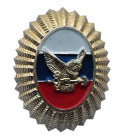 Кокарда ФГУП Охрана МВД России, сова с ключом (металл)